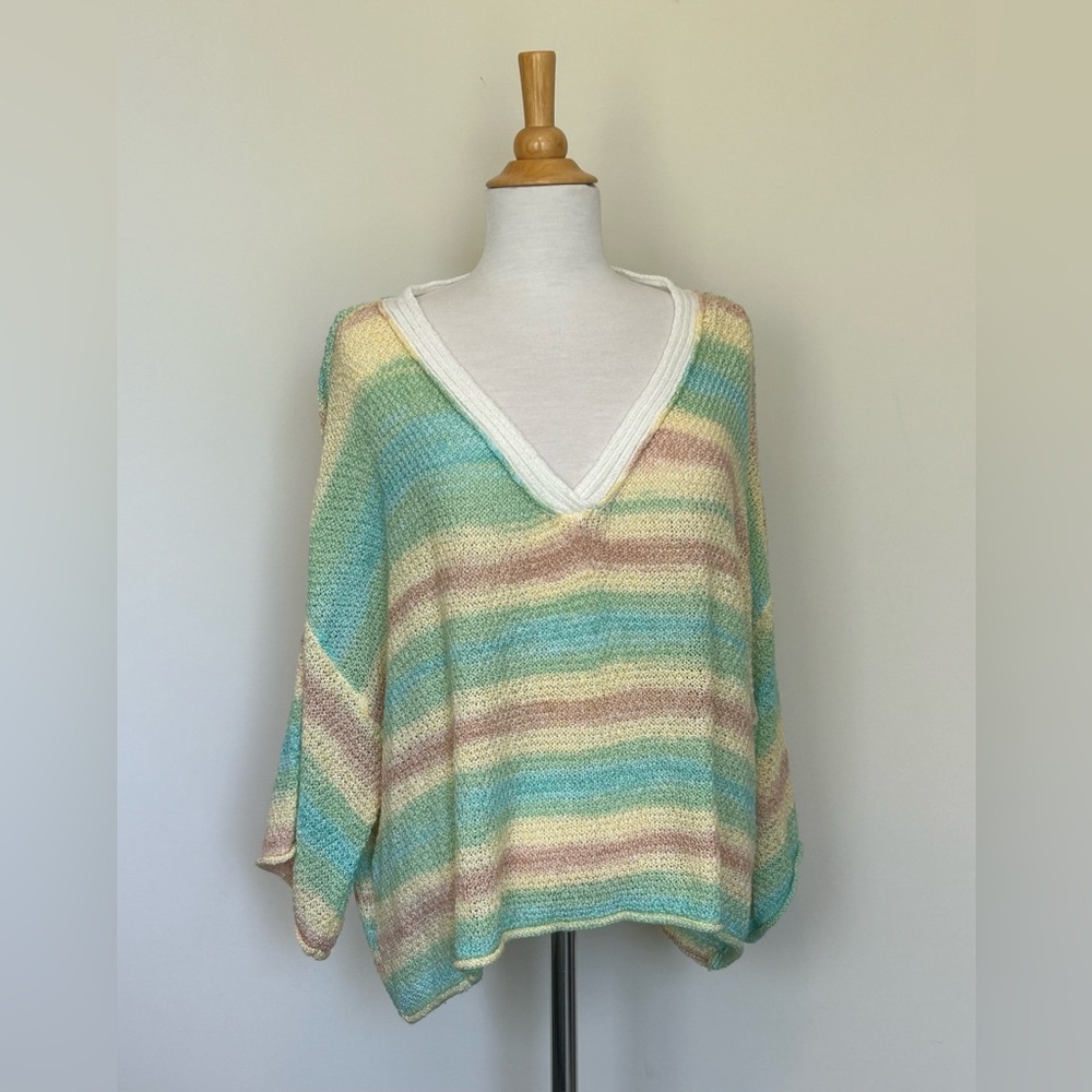 Pol Siesta Key Oversized Pullover Multicolored V-… - image 3